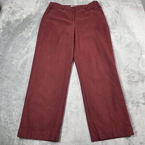 LL Bean Pants Womens 12 Red Herringbone Flannel Straight Leg Career Trousers